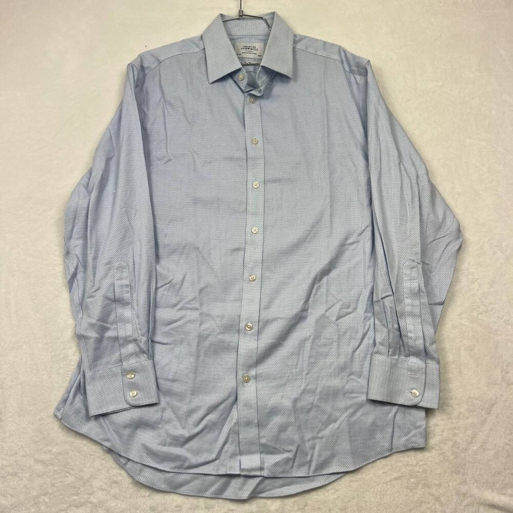 Charles Tyrwhitt Shirt Men 16.5 Blue Classic Fit Long Sleeve Button Down Large L